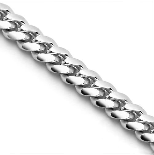 8 MM WHITE GOLD CUBAN LINK CHAIN (10k Gold)