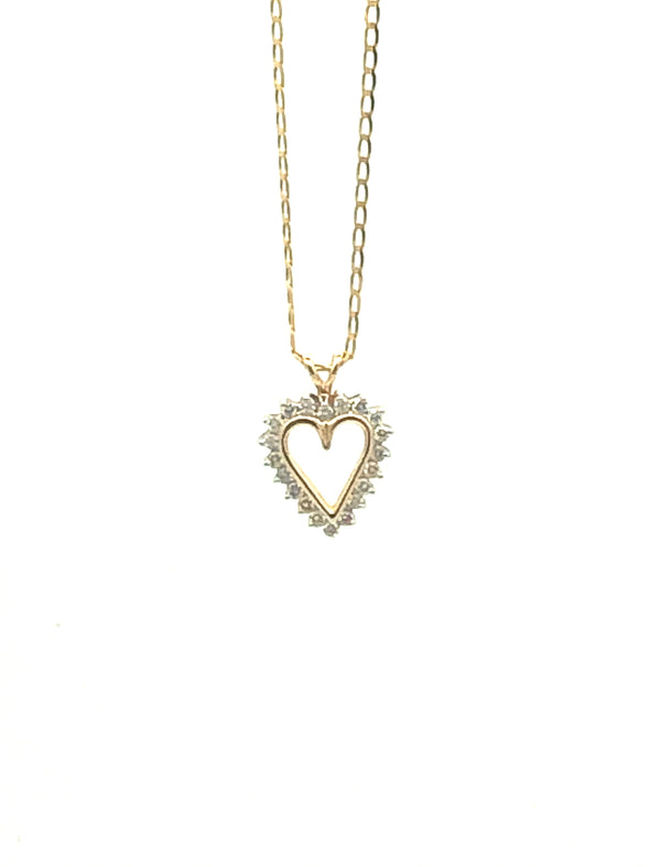 14 k Diamond Heart Charm with Box Chain