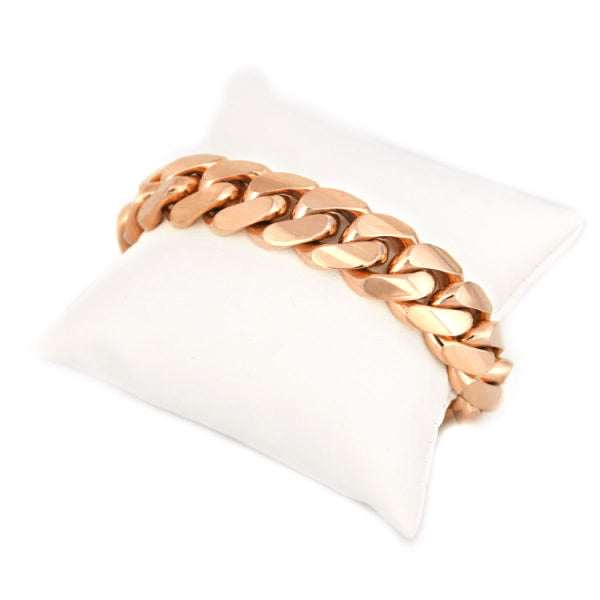 12mm Gold Crystal Pattern Belcher Bracelet Big Links – Bling King